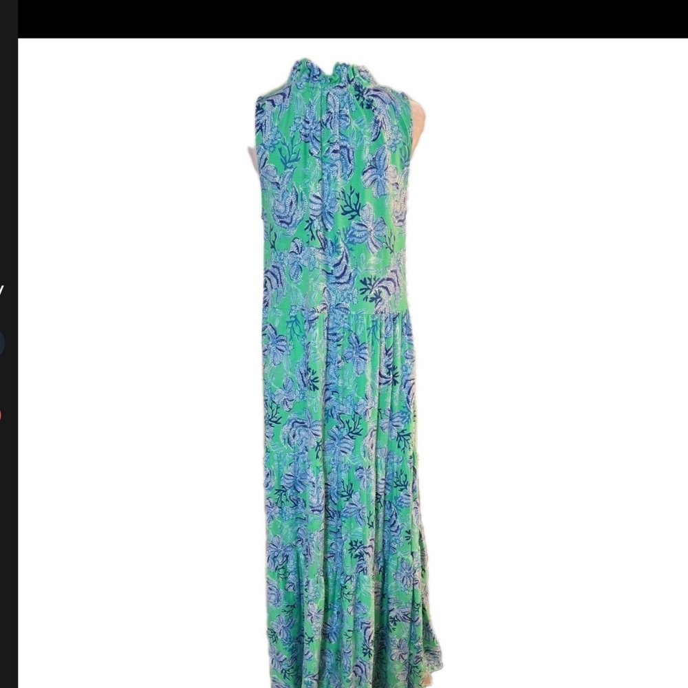 Lilly Pulitzer Green & Blue Tropical Print Maxi Dress - Picture 11 of 13